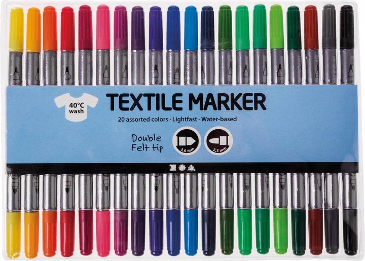 Creativ Company Textilmarker Set Mehrfarbig (Mehrfarbig, 2.30 mm, 20 x)