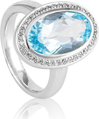 Actual product image Breuning RING - coloured stone/brill. 0,255 Ct. H/si (49, 750/18 K Gold)