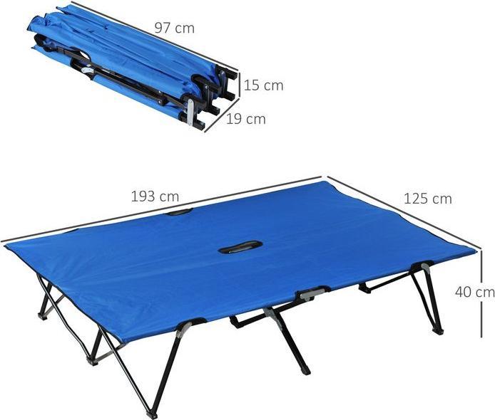 Actual product image Swisshandel24 Folding camping bed for 2 people Camp bed Folding bed with carrying bag, load capacity up to 136 kg