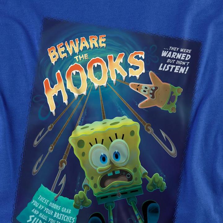 Actual product image Spongebob Squarepants Unisex Adult Beware The Hooks T-Shirt (S)