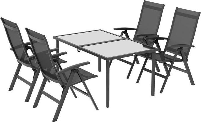 Produktbild Swisshandel24 5 tlg. Gartenmöbel-Set, Sitzgarnitur inkl. 1 Esstisch, 4 klappbare Stühlen, Balkonmöbel-Set, Mesh, S (150 cm)