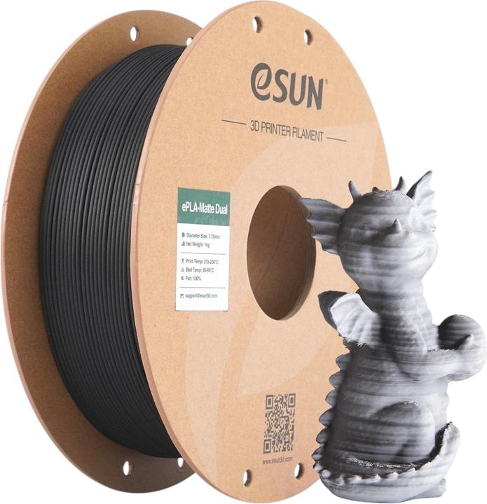 Actual product image eSUN PLA MATTE DUAL 1,75mm BLACK WHITE 1kg (PLA, 1.75 mm, 1000 g, Multicoloured)