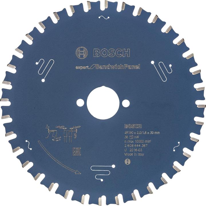 Bosch Professional Zubehör Lama circolare Expert per pannelli sandwich, 190 x 30 x 2,0 mm, 36