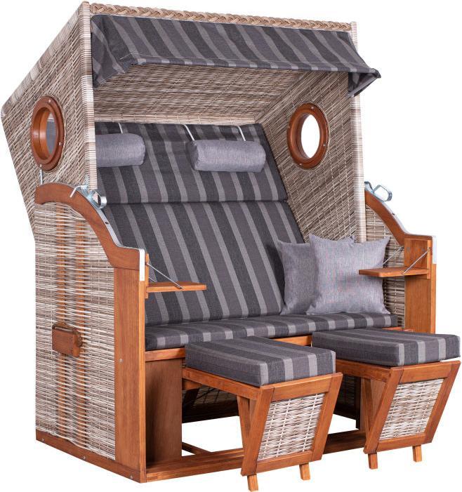Actual product image dekoVries Strandkorb deVries PURE® Wave XL PE Pinienholz, seashell Des. 402