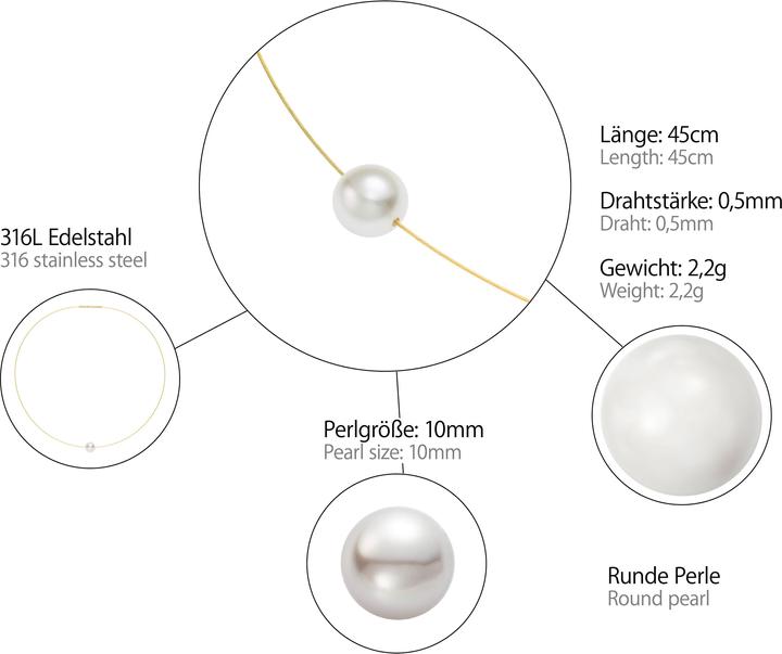 Immagine prodotto Heideman Collana di perle color oro (Acciaio inossidabile)