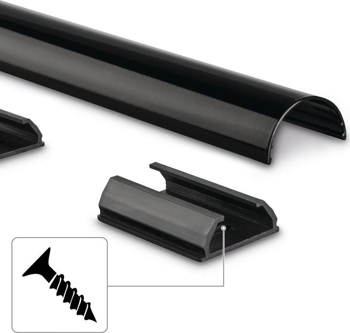 Image du produit Hama Chemin de câbles en aluminium, semi-circulaire, 110 x 3,3 x 1,8 cm, noir (Conduit, 110 cm)