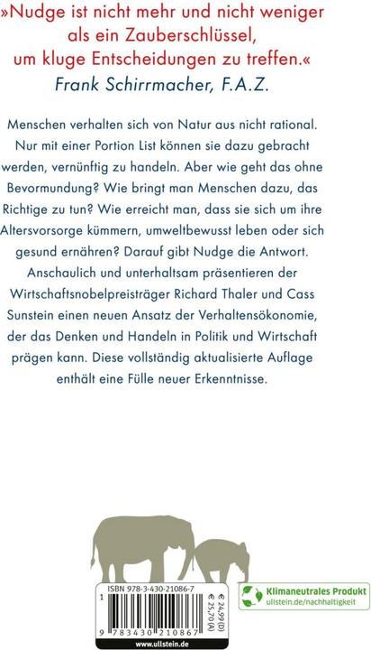 Image du produit Nudge (Allemand, Richard H. Thaler, Cass R. Sunstein., Stephan Gebauer, 2022)