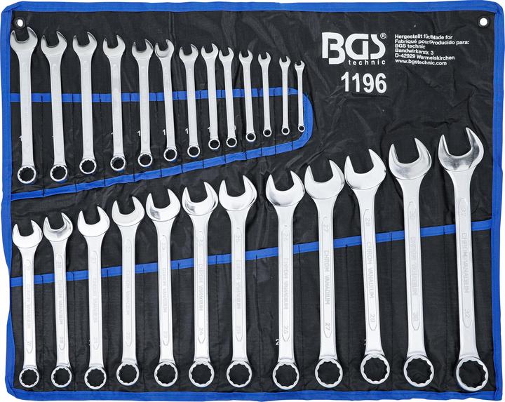 BGS Maul-Ringschlüssel-Satz SW 6 - 32 mm 25-tlg. (32 mm, 18 mm, 11 mm, 12 mm, 20 mm, 19 mm, 27 mm, 15 mm, 13 mm, 25 mm, 6 mm, 21 mm, 7 mm, 14 mm, 29 mm, 8 mm, 10  mm, 30 mm, 23 mm, 26 mm, 22 mm, 17 mm, 28 mm, 9 mm, 16 mm, 24 mm, 31 mm)