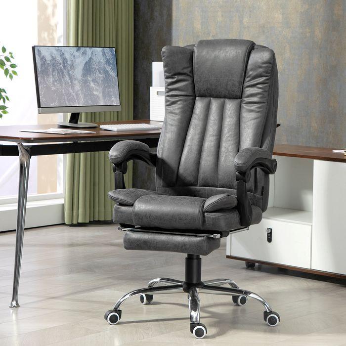 Produktbild Swisshandel24 Bürostuhl mit Massage- und Wärmefunktion, ergonomisch, 6 Massagepunkte, Fussstütze, Polyester, Grau