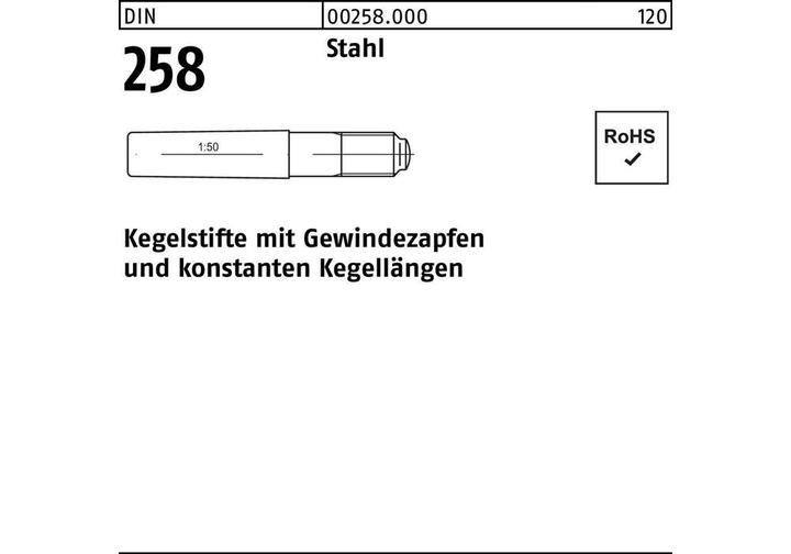 Actual product image Taper pin DIN 258 w.threaded pin 16 x 120 steel DIN 258