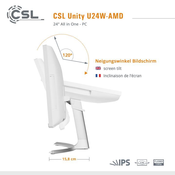 Actual product image CSL All-in-One-PC Unity U24W-AMD / 5700G / 1000 GB / 16 GB / Windows 11 Home (AMD Ryzen 7 5700G, 16 GB, 1000 GB, AMD Radeon Graphics)