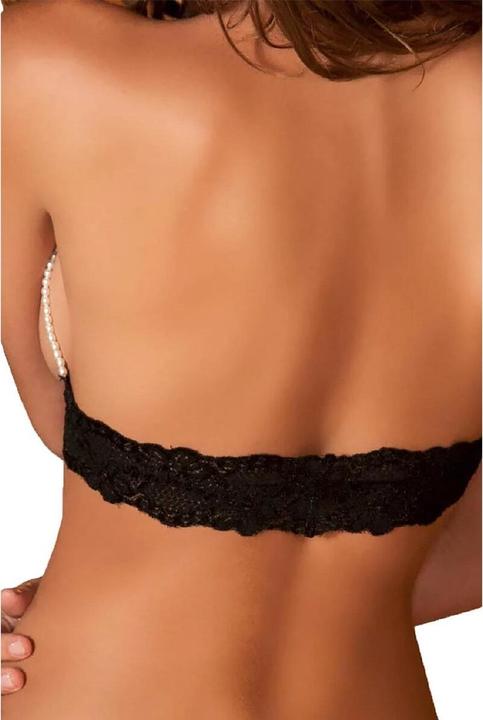 Actual product image René Rofé Pearl Lace Bra Set With Sexy String - Black/Champagne (M/L)