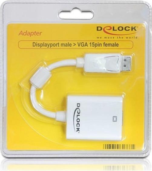 Image du produit Delock Adaptateur d'écran DP vers VGA-Bu blanc (VGA, 16 cm)