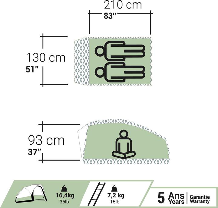 Image du produit Quechua VAN 500 FRESH AND BLACK 2P (Tente de toit, 24 kg, 2 personnes)