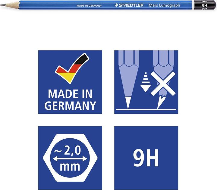 Immagine prodotto Staedtler Matita Mars Lumograph, durezza: 9H (9h, 1 x)