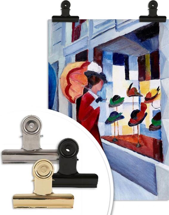 Immagine prodotto Trenddeko Macke - Donna con ombrellone davanti al negozio di cappelli (60 x 90 cm)
