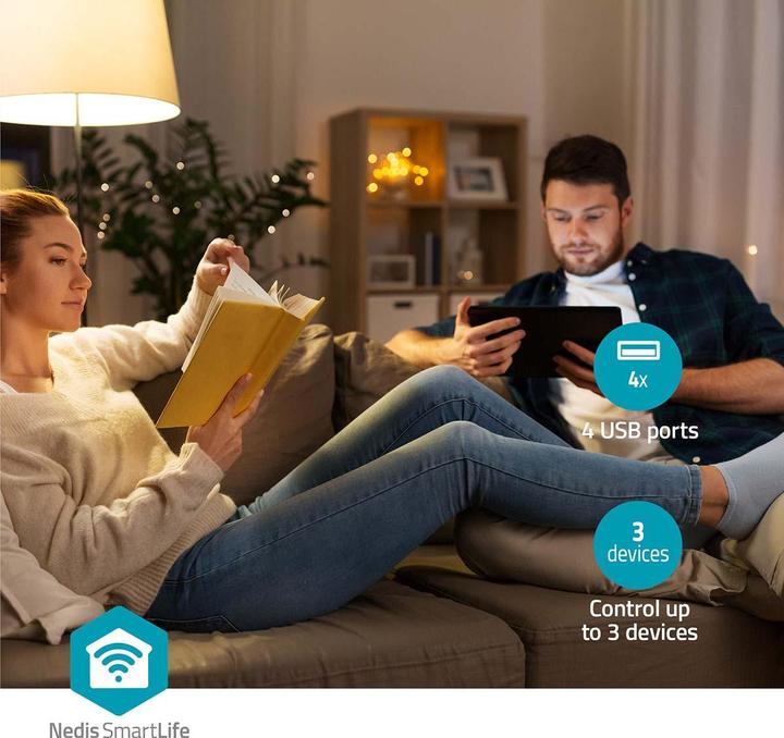 Produktbild Nedis SmartLife Power Strip | Wi-Fi | 3 x Schutzkontakt (CEE 7/3) / 4 x USB | 16 A | 3680 W | 1.80 m (3 x, CEE 7/3, 1.80 m)