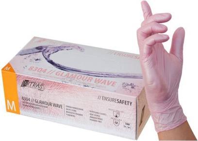 Actual product image Medical Care Dental NITRAS GLAMOUR WAVE, nitrile disposable gloves, pink (colour code: 6300), pearlescent, non-sterile (M)