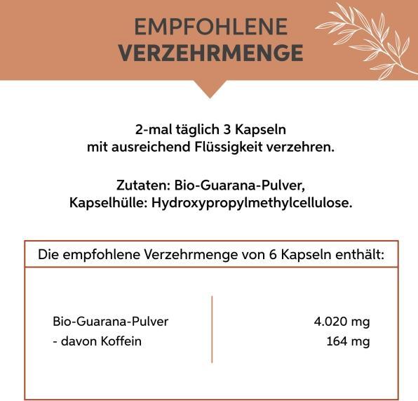 Nährwerte und Zutaten Eltabia Bio Guarana Kapseln 100 (100 Stück, Kapseln)