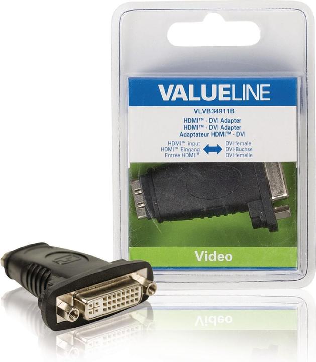 Immagine prodotto Valueline vlvb34911b Adattatore, DVI-HDMI, femmina, nero (HDMI)