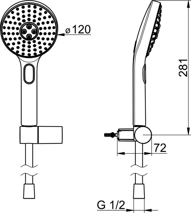 Produktbild Hansa HANSAACTIVEJET Handbrausegarnitur, 3-strahlig, Durchmesser 120mm, 84380133 (3 Strahlarten, 15 l/min)