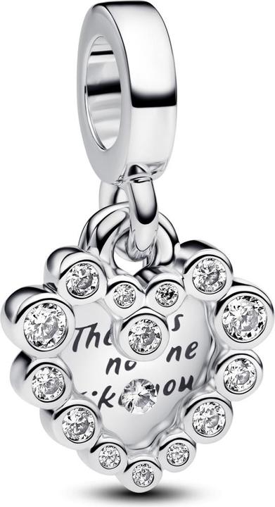 Pandora Doppelter Anhänger mit glitzerndem Herz (Silber 925)