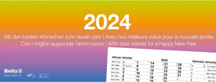 Actual product image Biella Tear-off calendar (24 x 9 cm, Hardcover, German, English, Italian, French)