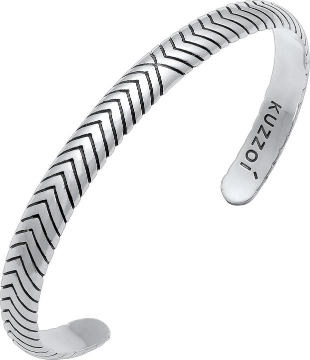 Actual product image Kuzzoi Bracelet Men's Bangle Oxidised Open Basic 925 Silver (19 cm, 925 sterling silver)