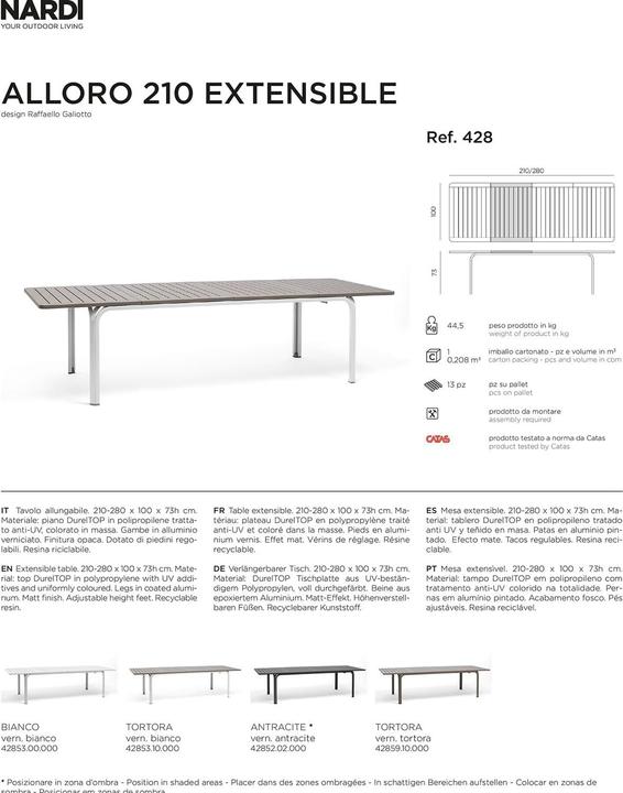 Immagine prodotto Nardi Alloro Ext. (210 cm)