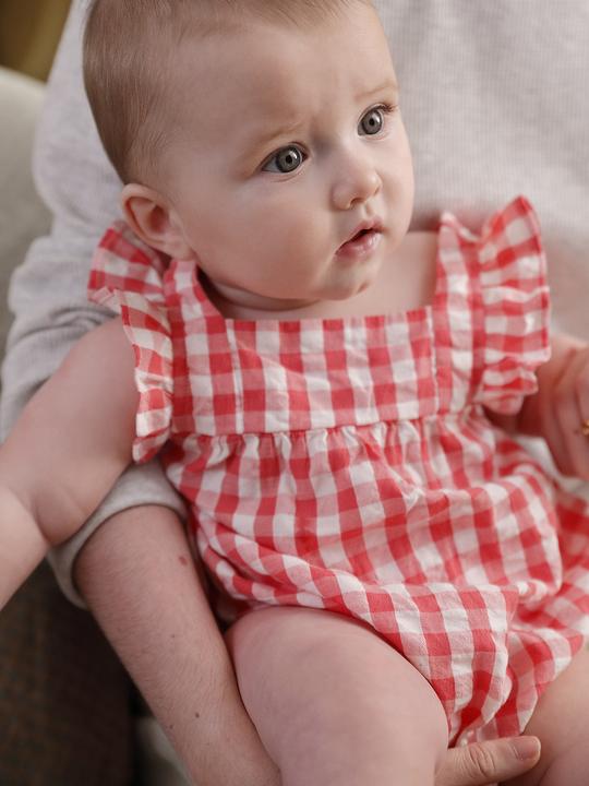 Produktbild Vertbaudet Ärmelloser Baby Kurzoverall mit Vichykaro (68)