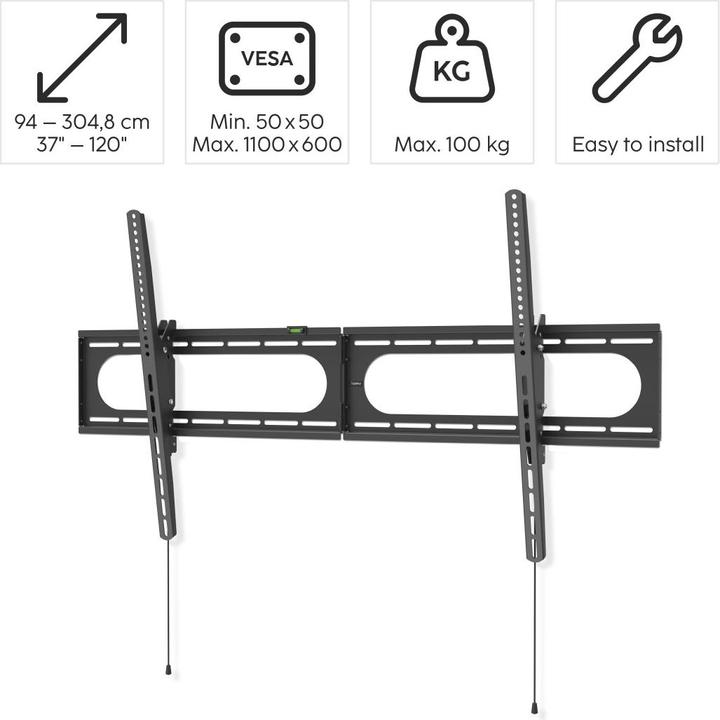 Actual product image Hama TV wall bracket, inclinable, 305 cm (120") up to 100 kg, wall distance 2.8 cm (Wall, 120", 100 kg)