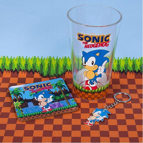 Produktbild Fizz Creations Sonic the Hedgehog Set mit Tasse, Untersetzer und Schlüsselanhänge (250 ml, 1 x)