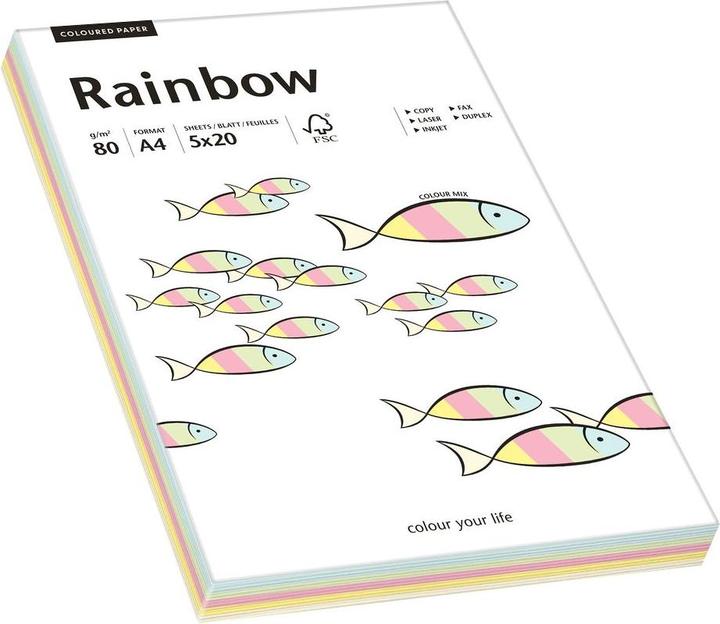 Image du produit Papyrus Papier Pastel Rainbow Mix (80 g/m², 100 x, A4)