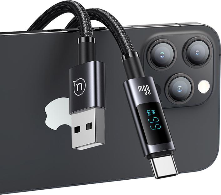 Image du produit EKO Câble de charge 66W USB-A vers Type-C 1.2m Modèle Display SF avec écran LED (1.20 m, USB 3.2 Gen 1)