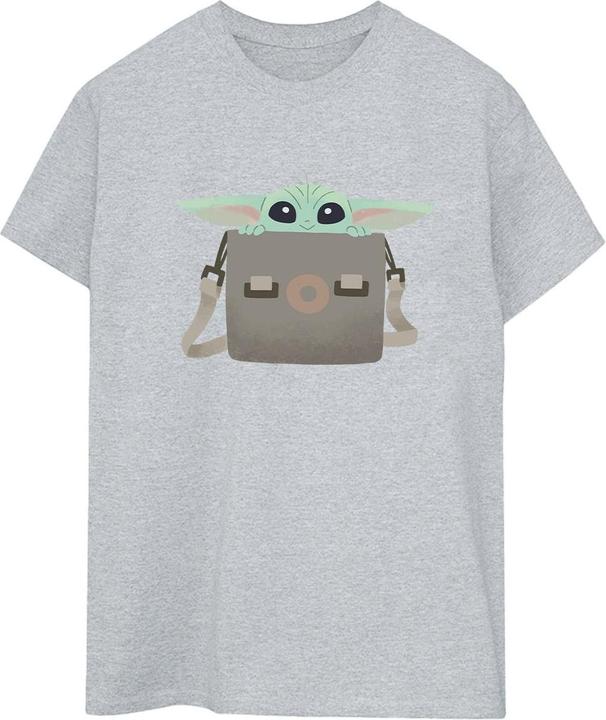 Actual product image Star Wars Womens/Ladies The Mandalorian Grogu Luggage Cotton Boyfriend T-Shirt (L)