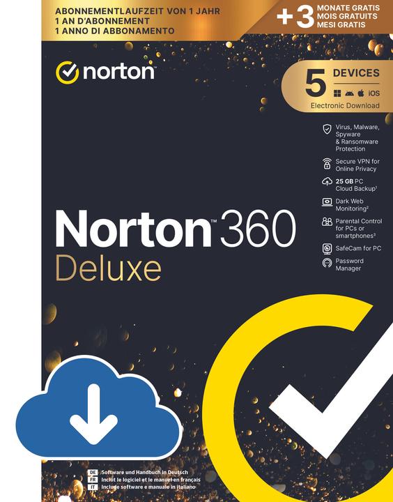 Norton 360 Deluxe (5 Devices, 50GB) (1 User, 5 Geräte/User, 15 Monate)