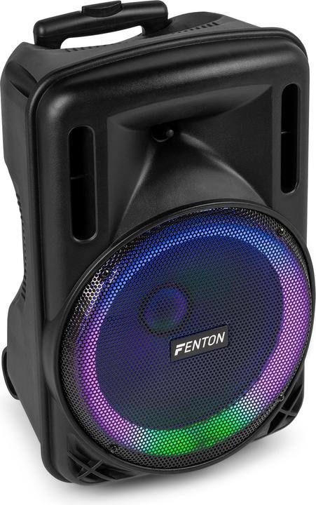Actual product image Fenton Speaker Bluetooth - FT12LED MK2 karaoke box met LEDâ€™s, accu en microfoon - Voor (Active)