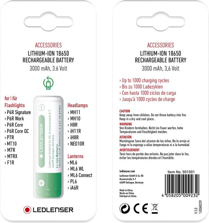 Actual product image Ledlenser Rechargeable Li-Ion battery 18650