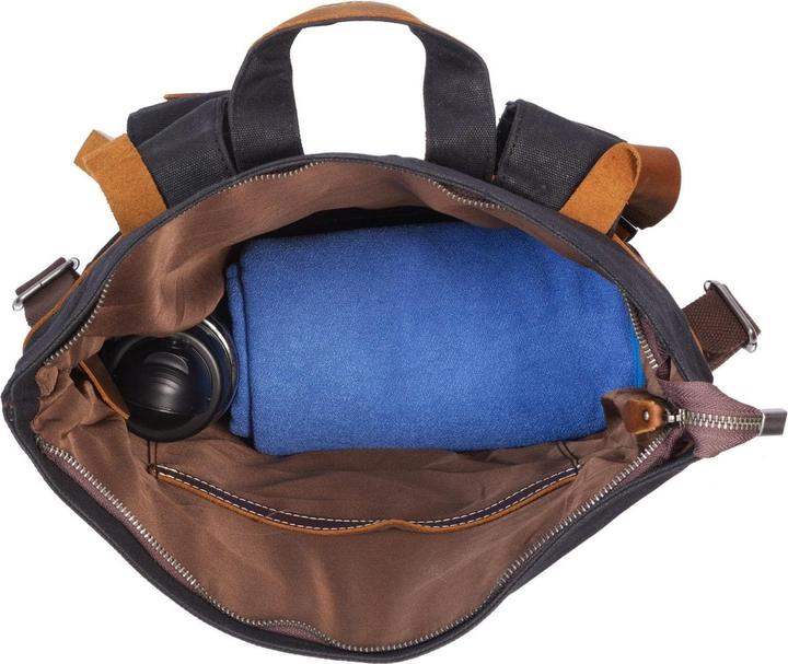 Produktbild Only-Bags.Store Canvas Rucksack, strapazierfähiger Lederrucksack, moderne 17in Laptop-Tasche, ästhetische grosse (16 l)