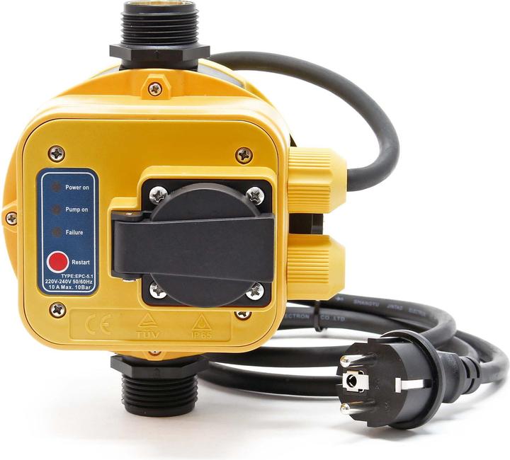 Actual product image Wiltec Pressure Switch EPC-5.1 230V with Socket for Domestic Waterwoks & Pumps with Dry-Run Protection (Domestic water pump)