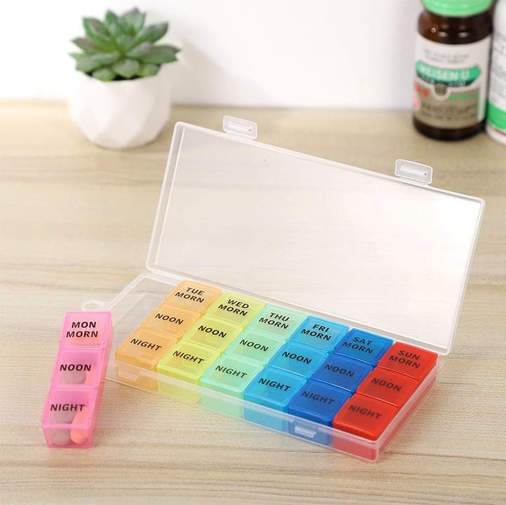 Produktbild Cbx Tablettenbox 7 Tage, Pillendose für eine Woche, Tablettenorganizer mit 21 Fächern