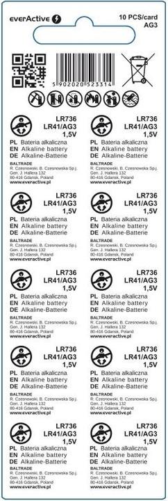 Image du produit Everactive Alcaline haute performance (10 pcs, LR41, 40 mAh)