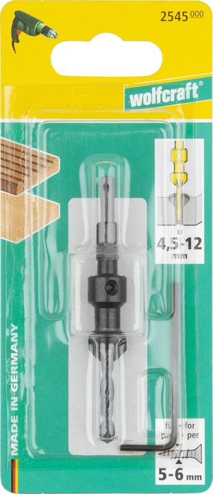Actual product image wolfcraft wolfcraft 1 Vorbohrer mit Senker, S=6-kt., ø4,5-12 (12 mm)