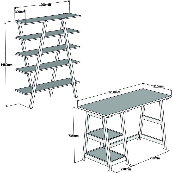 Immagine prodotto Hanah Home Kenji (120 x 73,5 x 51 cm, 120 x 148 x 30 cm)
