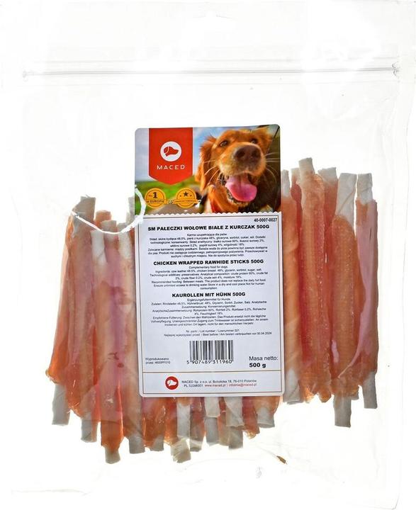 Image du produit Maced Przysmak dla psa - pałeczki wołowe białe z kurczakiem 500g (Adulte, 1 pcs, 500 g)