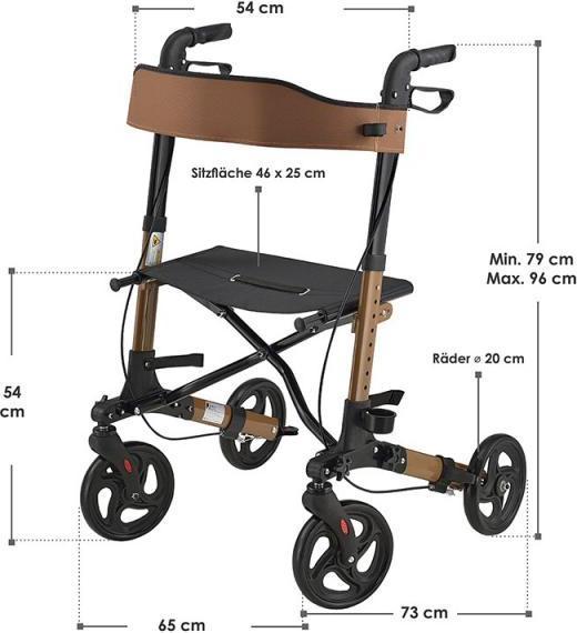 Immagine prodotto Juskys Rollator pieghevole Vital con seggiolino e borsa per la spesa