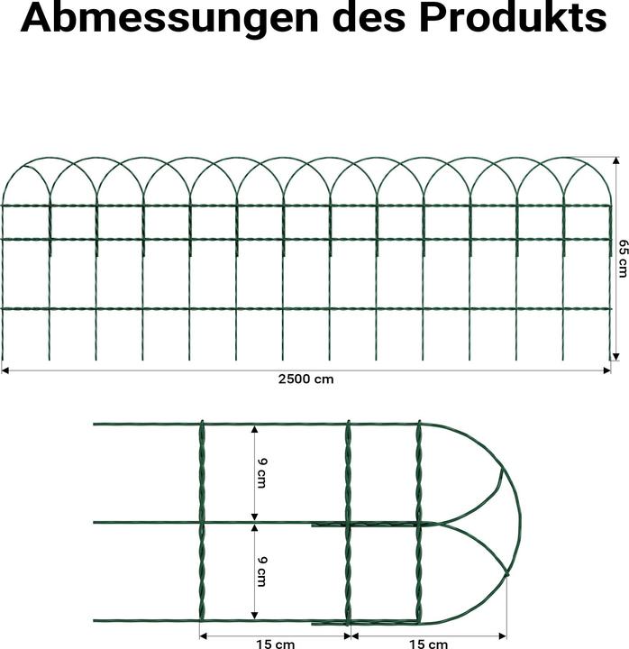 Produktbild Wiltec Gartenzaun 0,65x25m Maschendrahtzaun Stahl PVC-beschichtet Drahtzaun