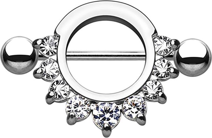 Immagine prodotto Star Piercing Barbell rund mit 9 Kristallen silber (senza ottone, Acciaio chirurgico 316L)