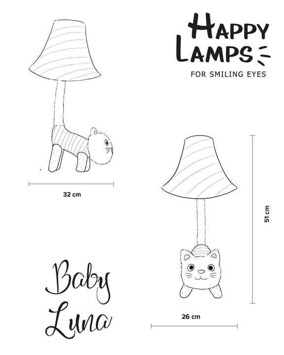 Immagine prodotto Happy Lamps Baby Luna il gatto bambino, lampada da tavolo a LED, fatta a mano (450 lm)