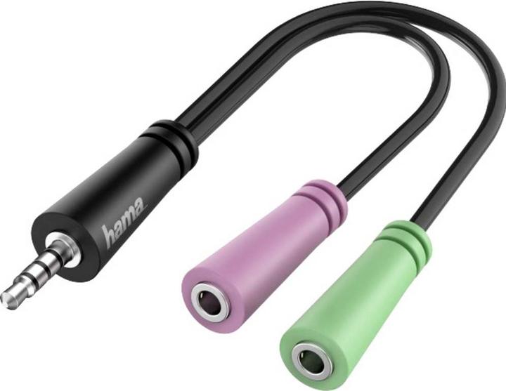 Actual product image Hama Audio adapter 4-pin mini plug (M) to stereo mini jack plug (W) (0.15 m, 2.5mm)
